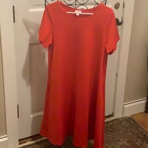 LuLaRoe Jessie swing dress, pockets! Solid red, medium, like new, no tags